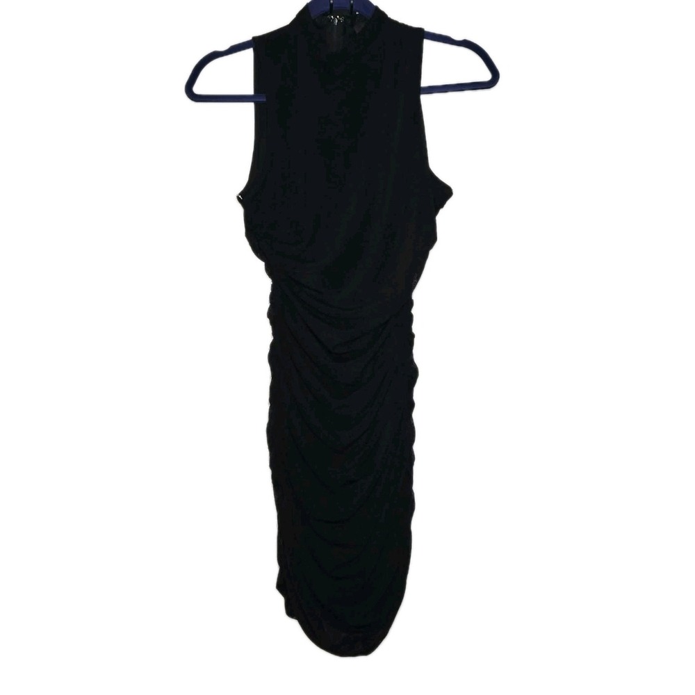 Lulus Black Ruched Bodycon Midi Dress Size S GUC Y2K Clubwear Date Night🖤✨